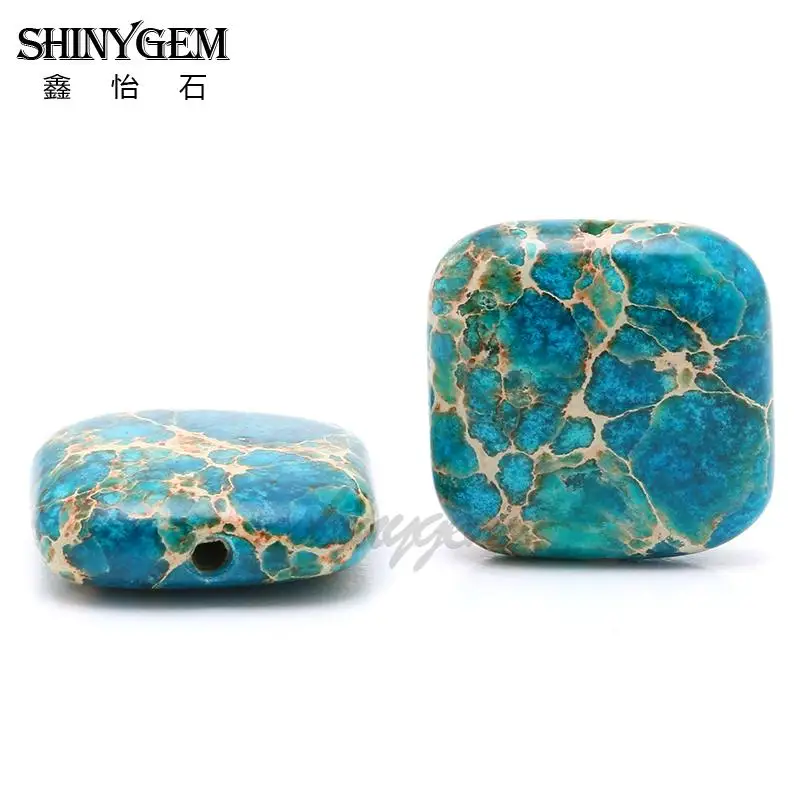 Emperor Pine Beads Natural Stone 14mm Square Shape See sediment Loose bead fit Jewelry Bracelet Making DIY DXT02302
