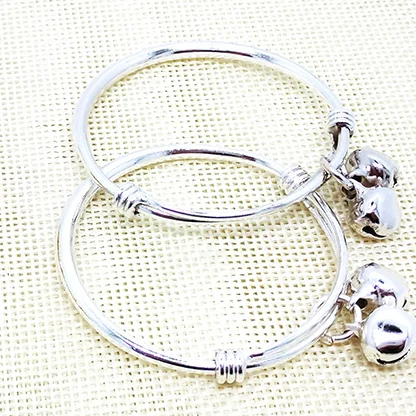 silver plated Новые ювелирные аксессуары Китай 2 шт цветок браслет с колокольчиками Дети Девочка покрытием золото серебро Naramek подарок на день рождения - Окраска металла: silver plated