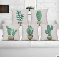 tropical plant cactus cotton and linen pillowcase prickly pear linen pillowcase sofa cushion cover