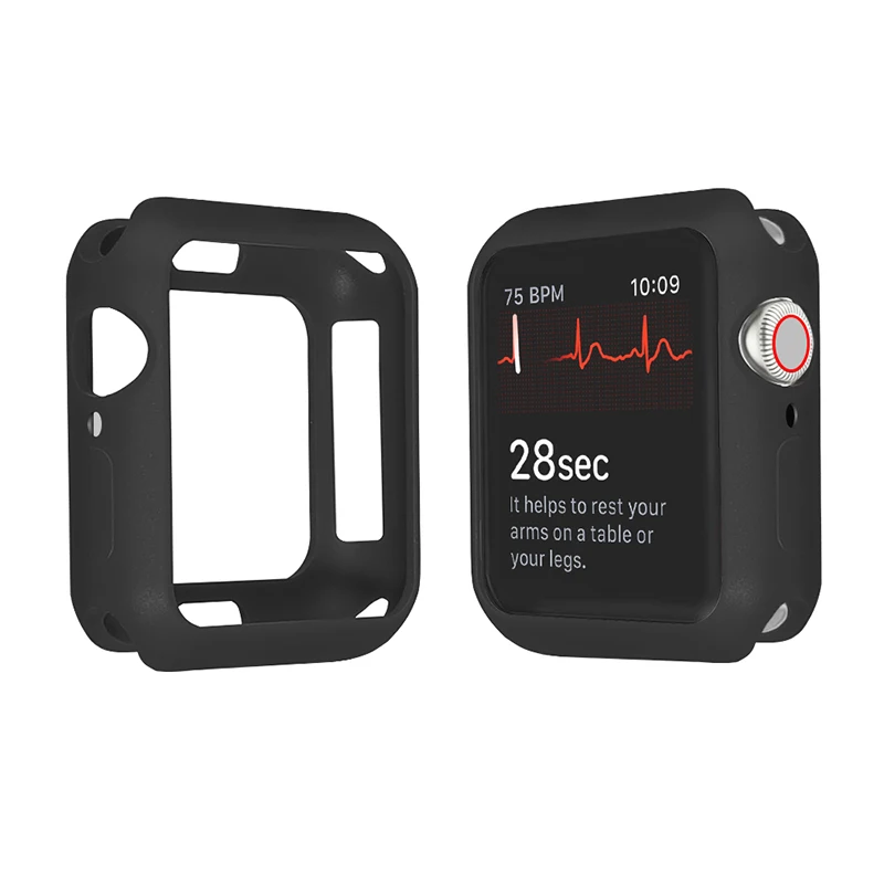 Мягкий силиконовый чехол для Apple Watch 3 2 1 38 мм 42 мм полный защитный чехол бампер для iWatch 5 4 44 мм 40 мм чехол для часов Броня - Цвет: Color6 Black