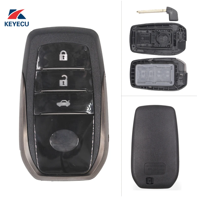 KEYECU Замена дистанционного ключа автомобиля чехол Fob 3 кнопки для Toyota Camry RAV4 Crown