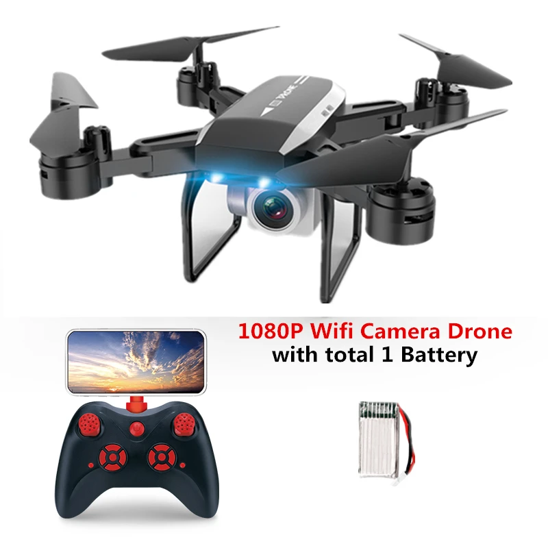 Black 1080P Camera KY606D Дроны с 4K HD камерой Профессиональный самолетом 20 минут полета складной Квадрокоптер 1800 мАч батарея VS SG106 E58 игрушка - Цвет: Black 1080P Camera