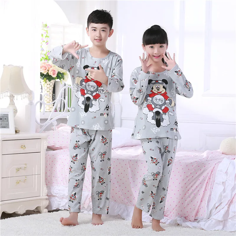 Мультфильм Печатных Дети Девушки Пижамы Устанавливает 2 шт./компл. С Длинным