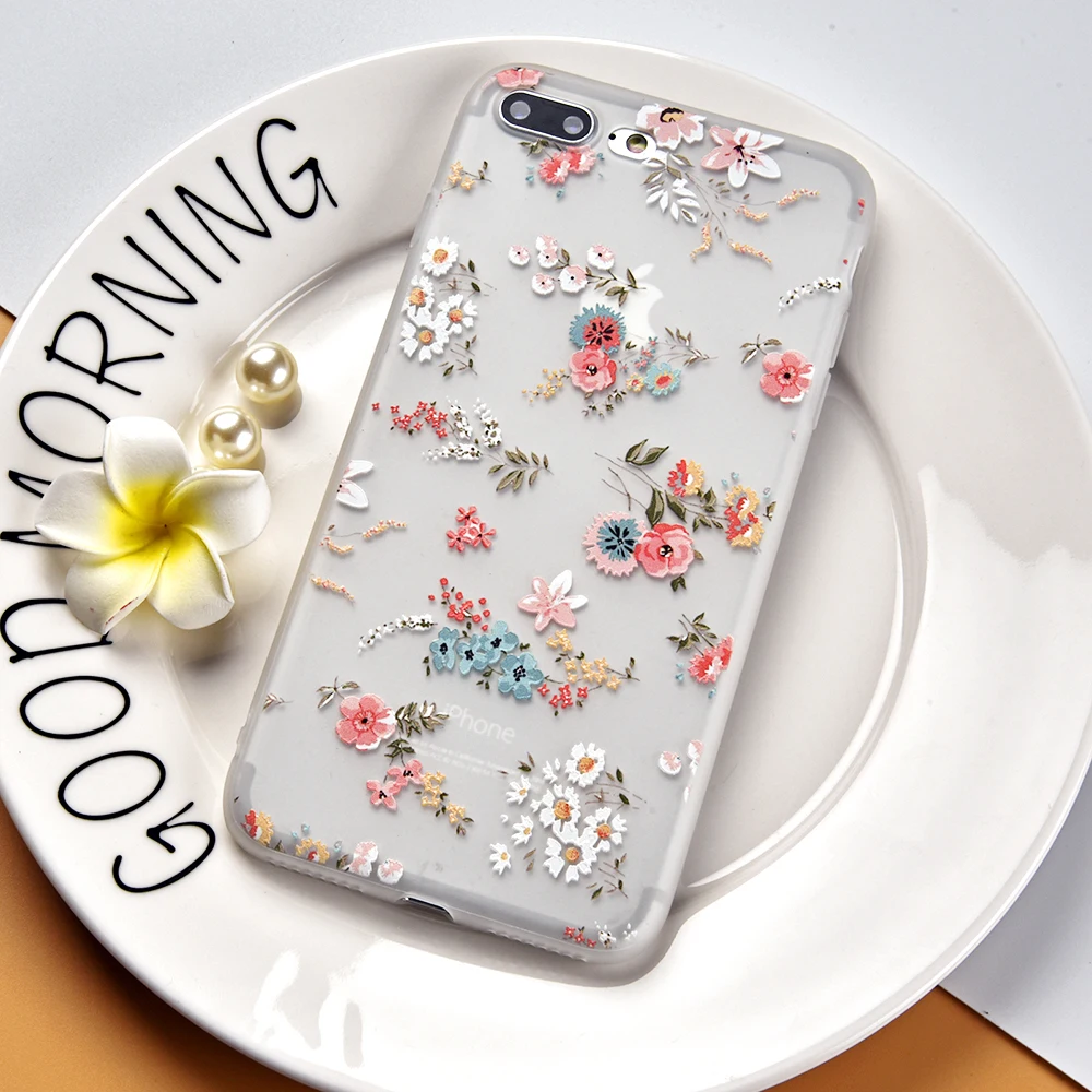 Tomkas милый узорчатый чехол для iPhone 7 8 Plus X роскошный красивый цветок СИЛИКОН ТПУ 6 S