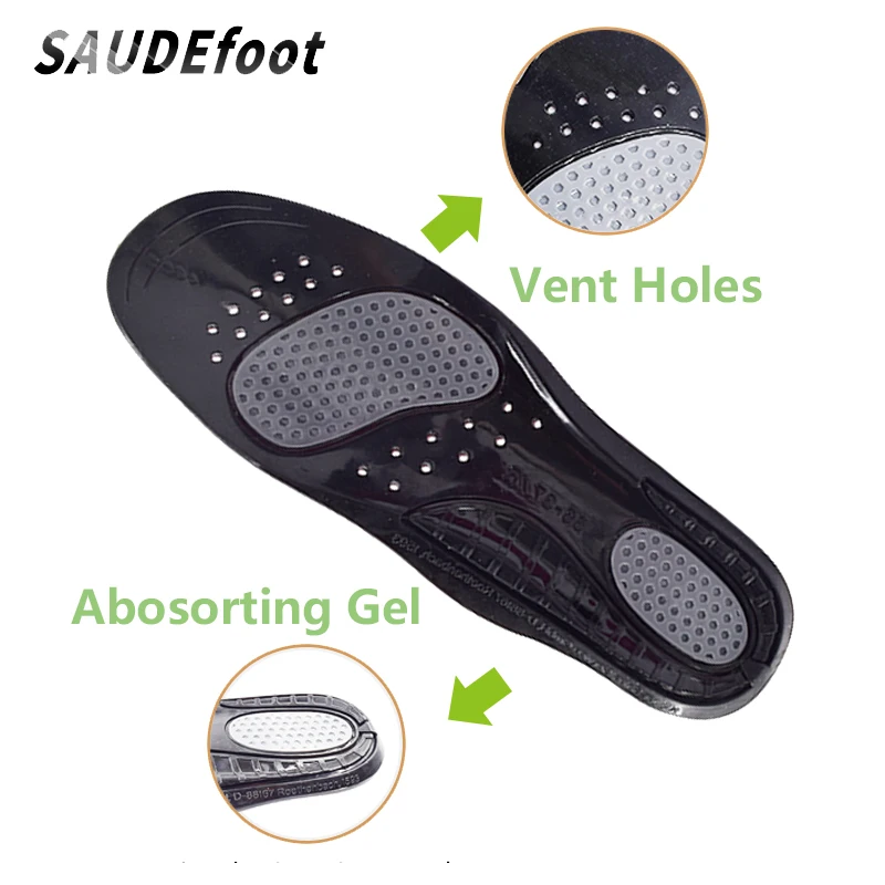 Saudefoot Breathable Soft Gel Shoe Insoles Shock-Absorbant High Elasticity Honeycomb Sport Foot Pad Soles Insert Accessories