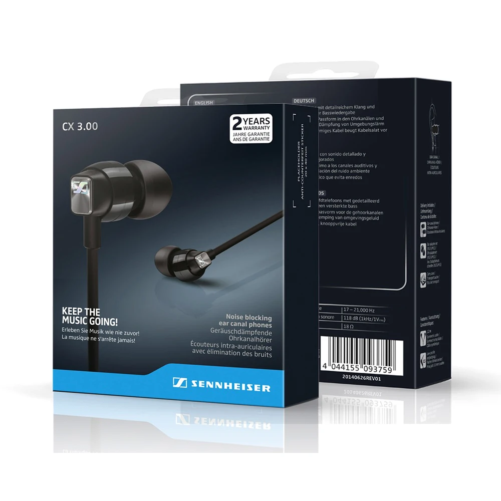 Sennheiser CX 3 00 Wried In-Ear наушники 5 мм L Гибка шумоизолирующие спутанный кабель 1 2 м 17 Гц-21