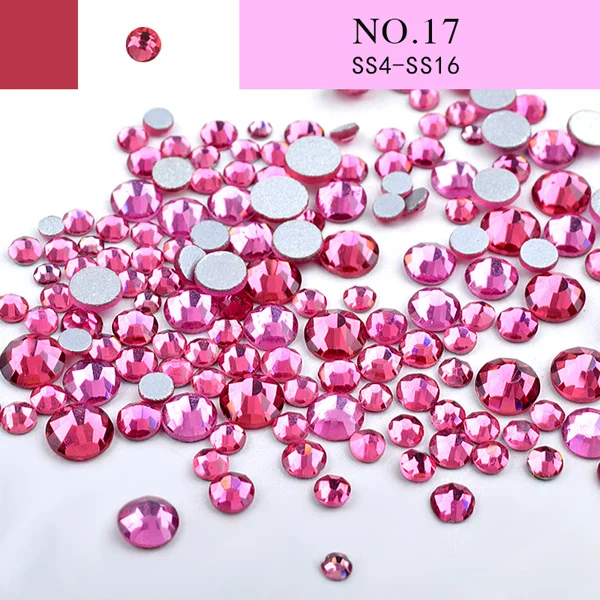 17 1 упаковка, разноцветные Стразы для ногтей с кристаллами AB Mix, разноразмерное стекло с плоской задней поверхностью, 3D аксессуары из драгоценных камней для ногтей, маникюрные украшения для ногтей - Цвет: 17