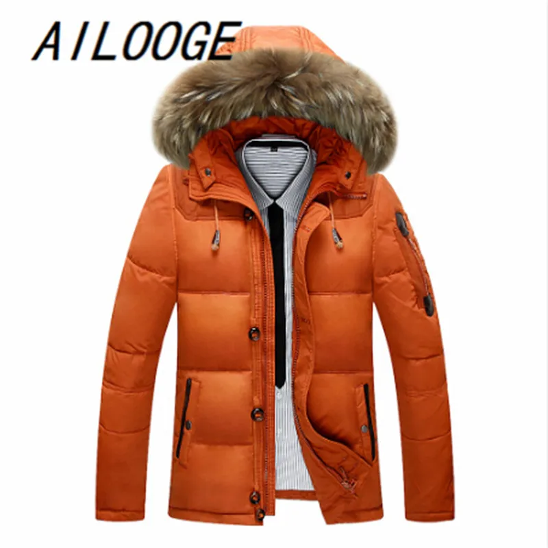 Мужская теплая куртка с капюшоном и мехом енота на капюшоне зимняя повседневная