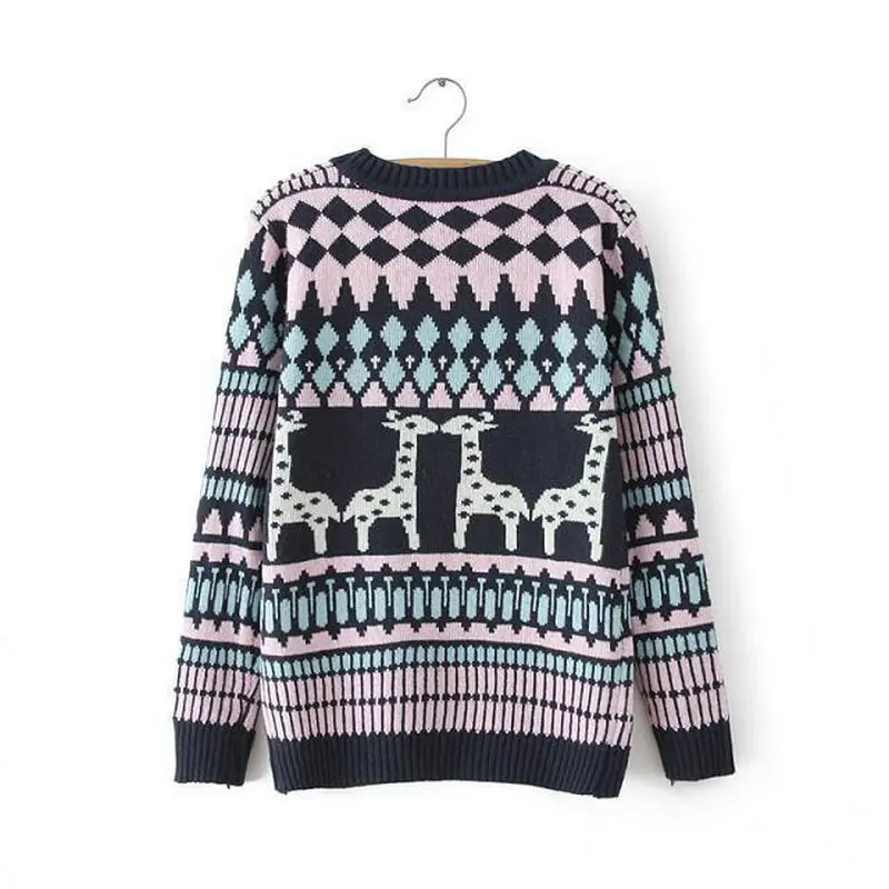New 2017 Pullovers Sweaters Lovely Geometric Pattern Deer Female Autumn And Winter Pullover knit Sweater Jacket NM33 | Женская одежда