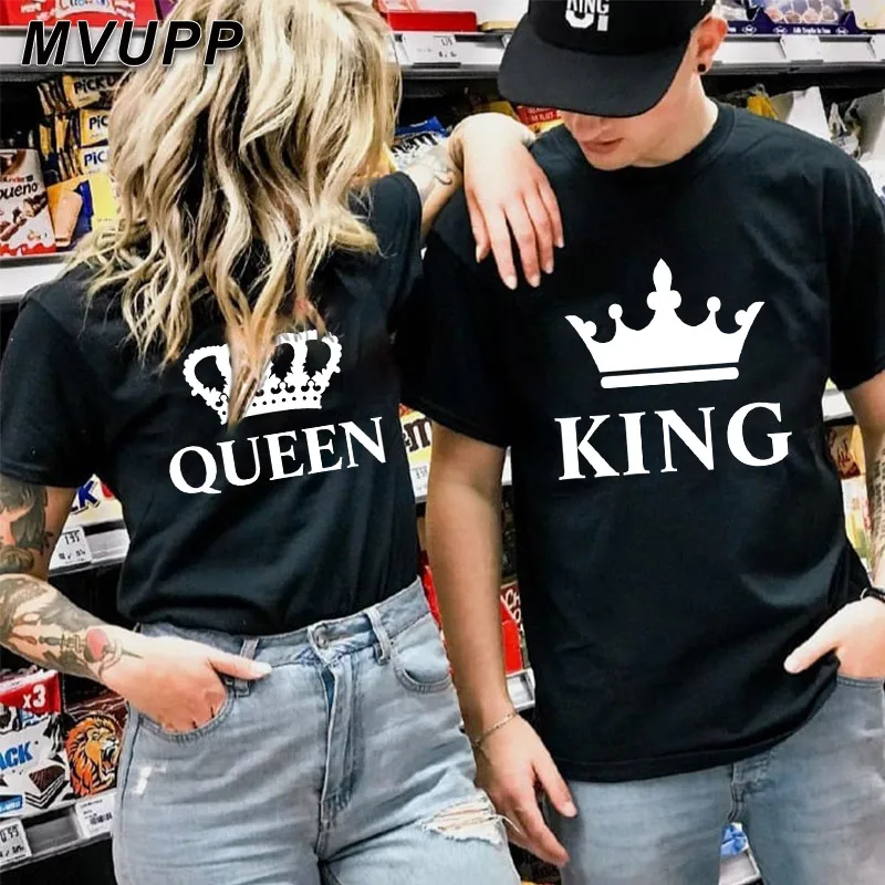 

couple t shirt for husband and wife lovers king queen clothes funny tops tee femme casual men women dress 2019 ulzzang harajuku
