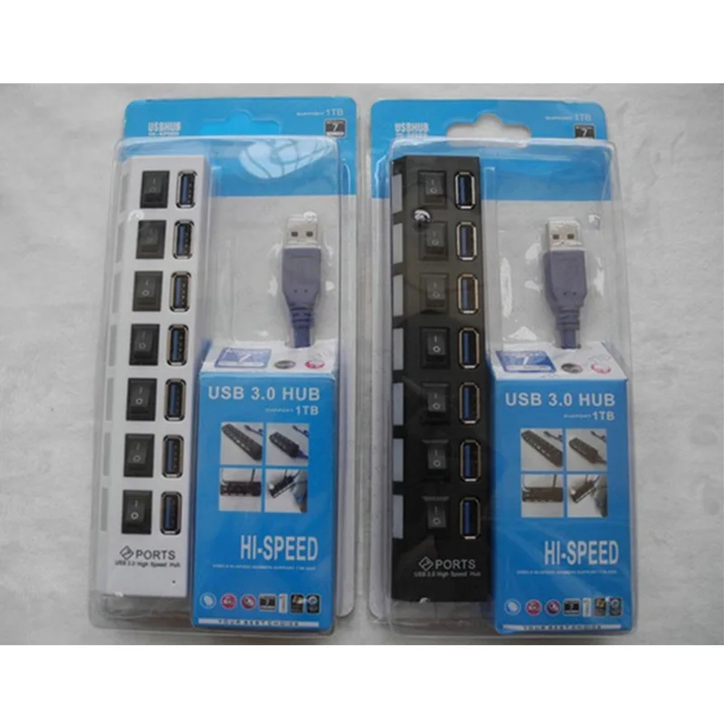Новый USB 3 0 Супер Скоростной 5 Гбит/с 7 портов разветвитель с переключатель