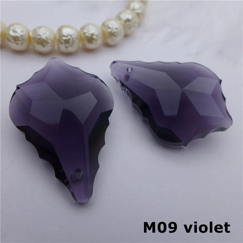 M09 violet 22 мм/38 мм в Форме Кленового Листа, хрустальные подвески, люстра, стеклянные призмы, сделай сам, лампа, занавеска, аксессуары, защита от солнца, ювелирные изделия, Висячие капли - Цвет: M09 violet