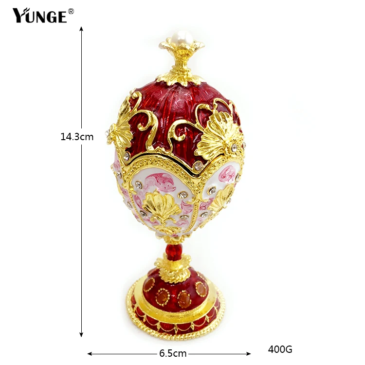 Старинное украшение faberge яйцо инкрустированная шкатулка коробка Металлическая
