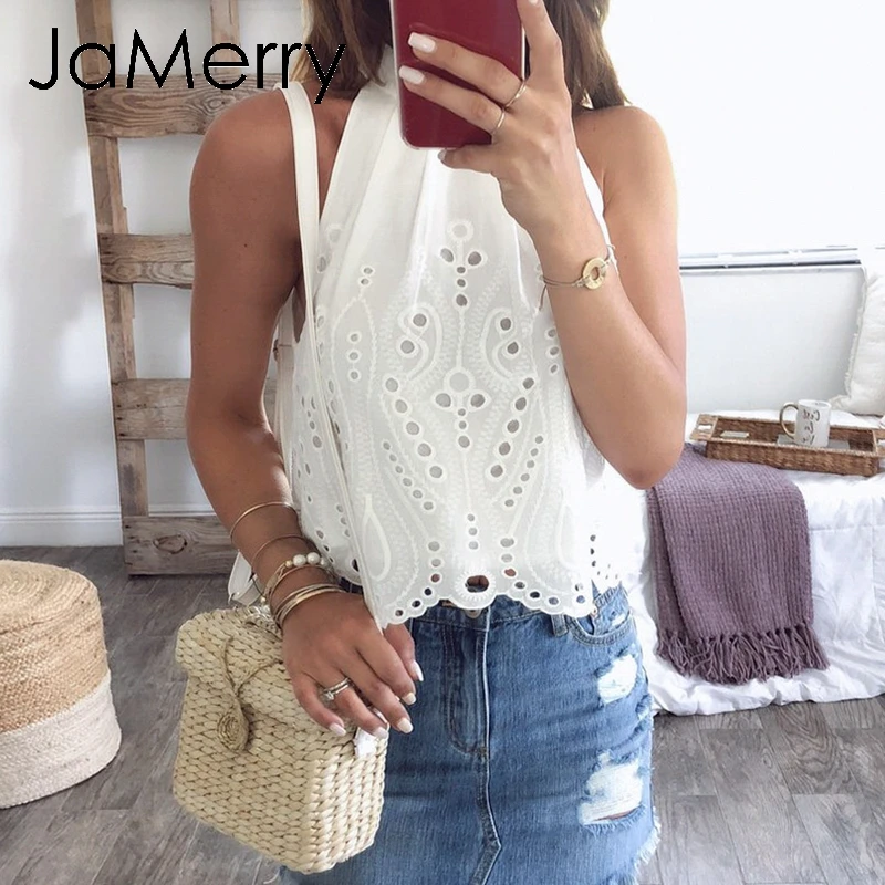 JaMerry/Винтажные Женские топы с воротником-стойкой повседневные уличные летние