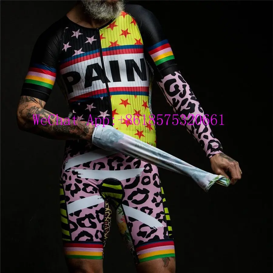 skinsuit 1 Велосипед любовь боль короткий рукав Быстросохнущий велокостюм одежда для плавания Бег езда Джерси кожа костюм для триатлона - Цвет: skinsuit 1