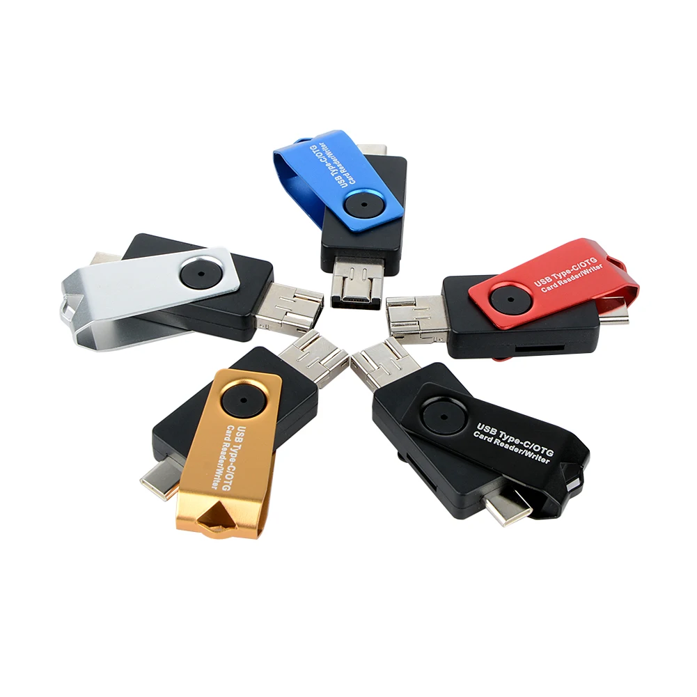 3 в 1 Micro USB кардридер 2 0 Type C/OTG кардридер/записывающее устройство 5 цветов новая
