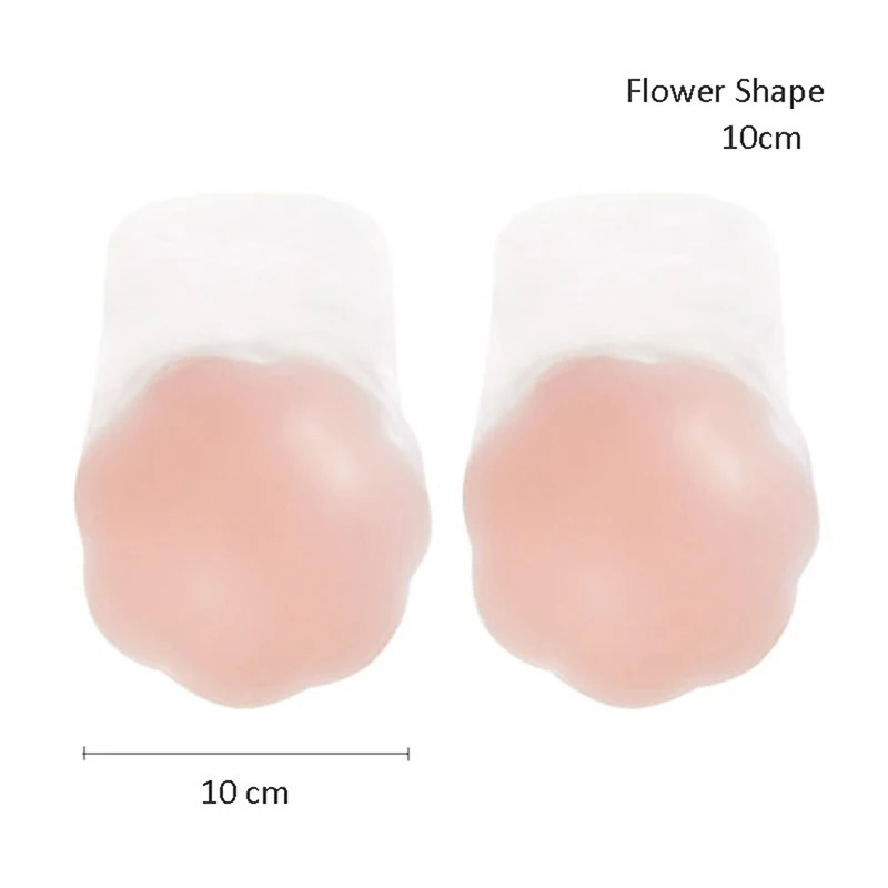 1pair Instant Boob Lift Up Tape Petals Reusable Flower Silicone Nipple Cover Breast Pasties Round Chest Stickers For Nipple