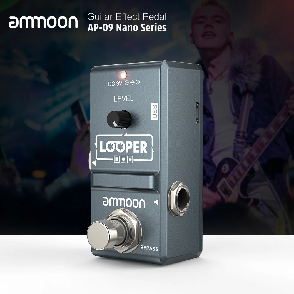 

Педаль для гитары ammoon Looper Nano Series, петлевой эффект, педаль эффектов для электрогитары Looper, истинный байпас, неограниченное количество овердубов