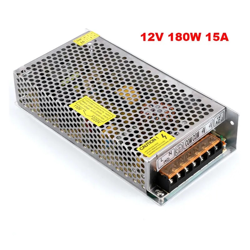 

switching mode ac-dc 180W 12V 15A power supply 12v 15a led driver,Aluminum AC110V 220V to 12v lighting transformer for led light
