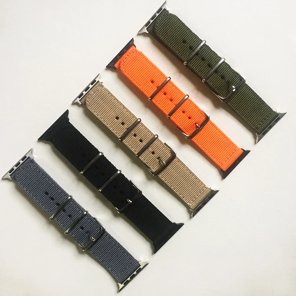 Нейлоновый спортивный ремешок для часов Apple Watch Series 4 42 мм 38 iwatch 1 2 3 40 44 черный