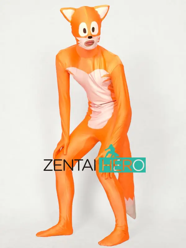 Бесплатная доставка DHL Забавные милые лисички оранжевые и белые лайкра спандекс