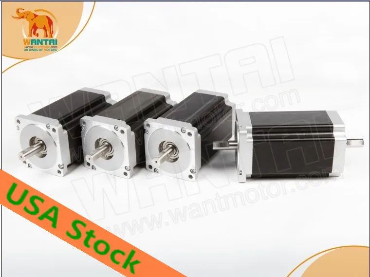 США бесплатно! Шаговый двигатель Wantai Nema34 1600oz-in 3.5A 150 мм, Длина двигателя, Двойной Вал CE ISO RoHZ