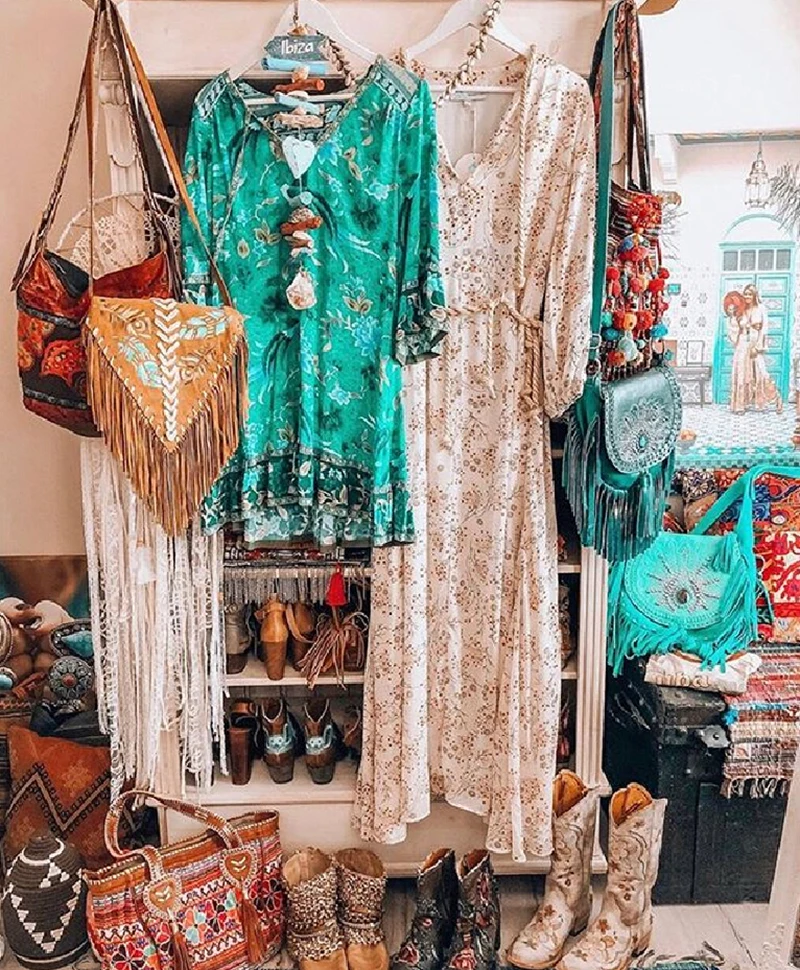 TEELYNN mini dresses for women flare sleeve Malachite green BOHO Dresses rayon ILONA Forest floral print summer Dresses vestido