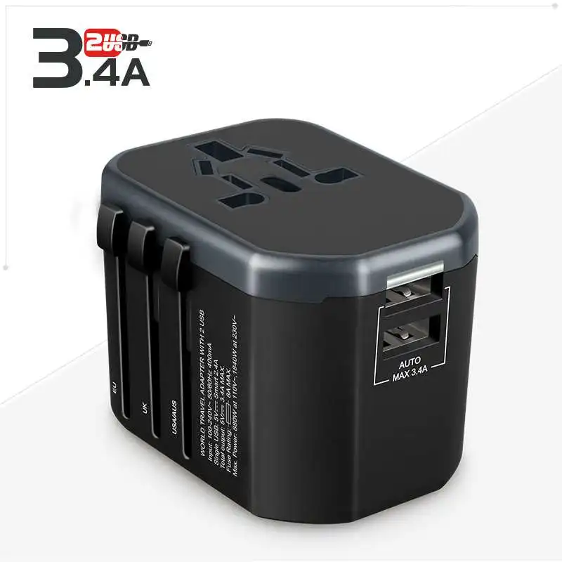 Универсальный дорожный адаптер USB универсальный Международный питания с 3 4 A