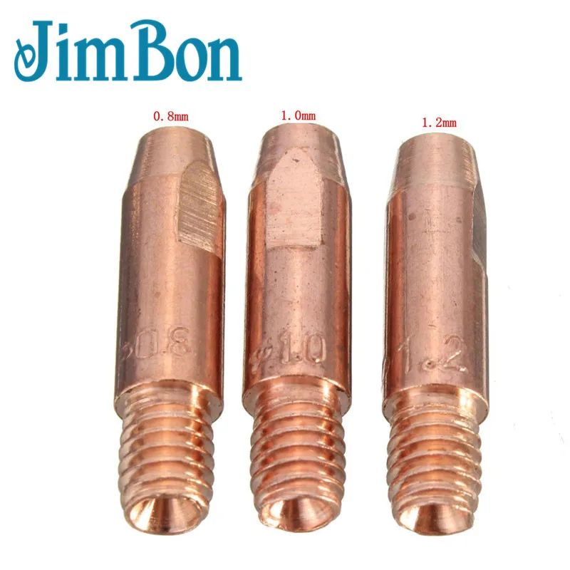 JimBon 10 шт. MB 24KD M6 типа для сварки MIG/MAG сварочный фонарь Контактный наконечник газовой форсунке, 0,8/1,0/1,2 мм M6* 27 мм