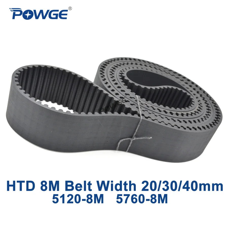 Ремень синхронный POWGE Arc Tooth HTD 8M с шириной 5120/5760/20/30/40 мм зубцы 640 720 резиновый ремень
