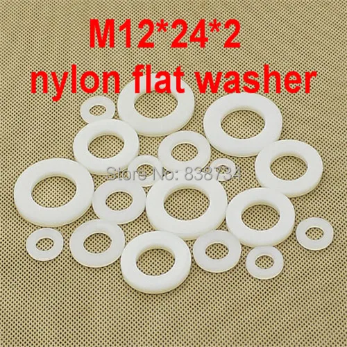 

200pcs ID12mm*OD24mm*2mm thickness insulation seal shockproof m12 white nylon flat washer