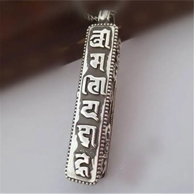 

Tibetan OM MANI PADME HUM Amulet Prayer Box Nepal 925 sterling silver Pendant T9103