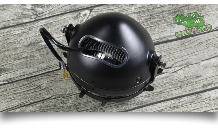 6.5inch universal Retro motorcycle modification LED headlight lamp with Guard Cover yellow driving light GN125 250