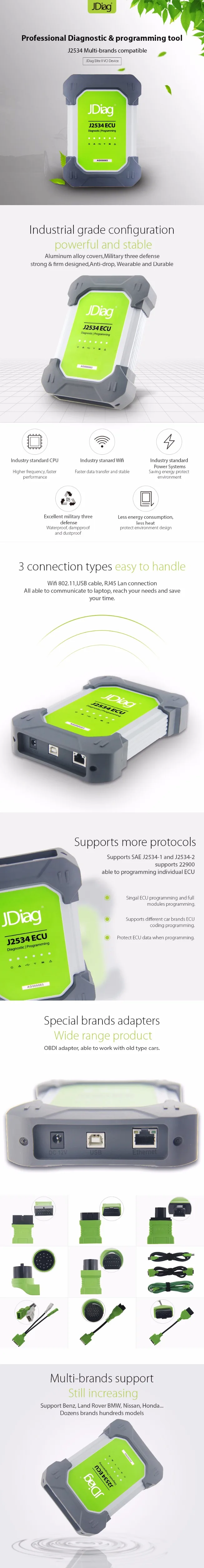 JDiag Elite II Pro Полный Адаптеры ECU диагностики и программирования J2534 инструмент сканирования JDiag Elite pro Высокое качество