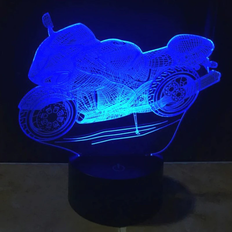 

New motorcycle 3D lamp colorful touch charging LED vision lamp gift atmosphere desk lamp