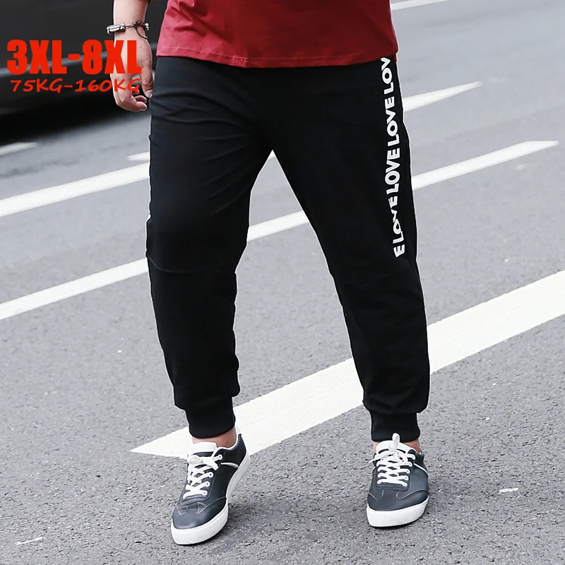 Эластичные талии 3XL-8XL размера плюс джоггеры пот брюки мужские буквы любовь