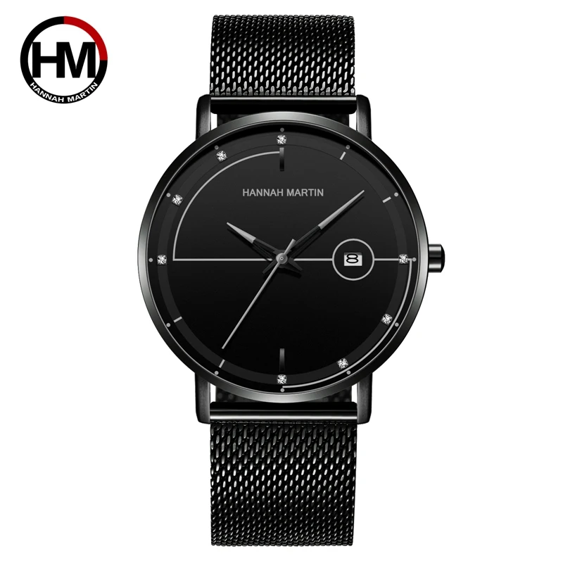 HN-10101-HEI Мужские часы Топ бренд класса люкс Япония Move Мужские t кварцевые повседневные спортивные из нержавеющей стали ультра тонкие водонепроницаемые часы Relogio Masculino - Цвет: HN-10101-HEI