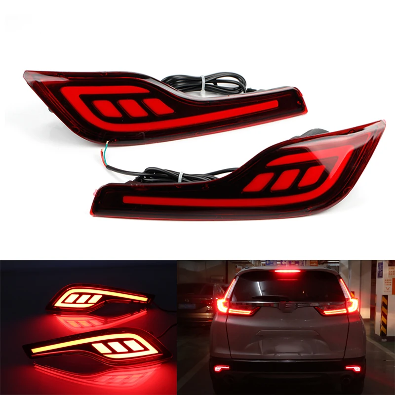 

Pair LED Rear Bumper Reflector Light Red Car Driving Brake Fog Trim Molding Tail Lamp For Honda CR-V CRV 2017 2018