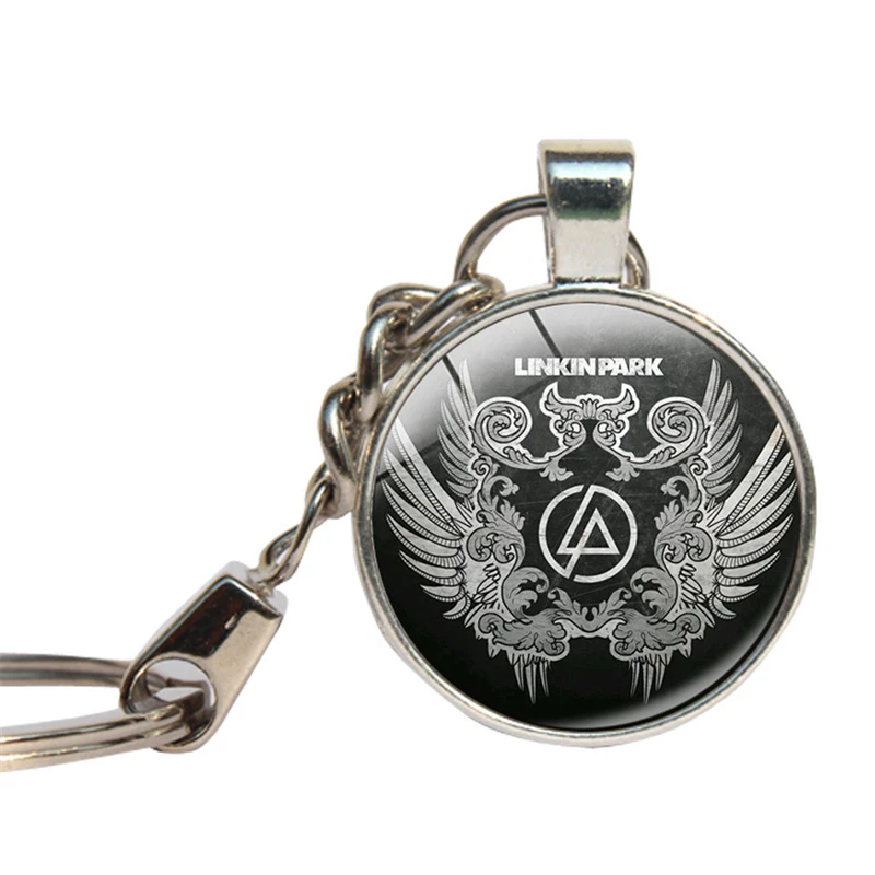 Linkin Park брелок со стеклянным кабошоном рок группа кольцо для ключей стеклянный
