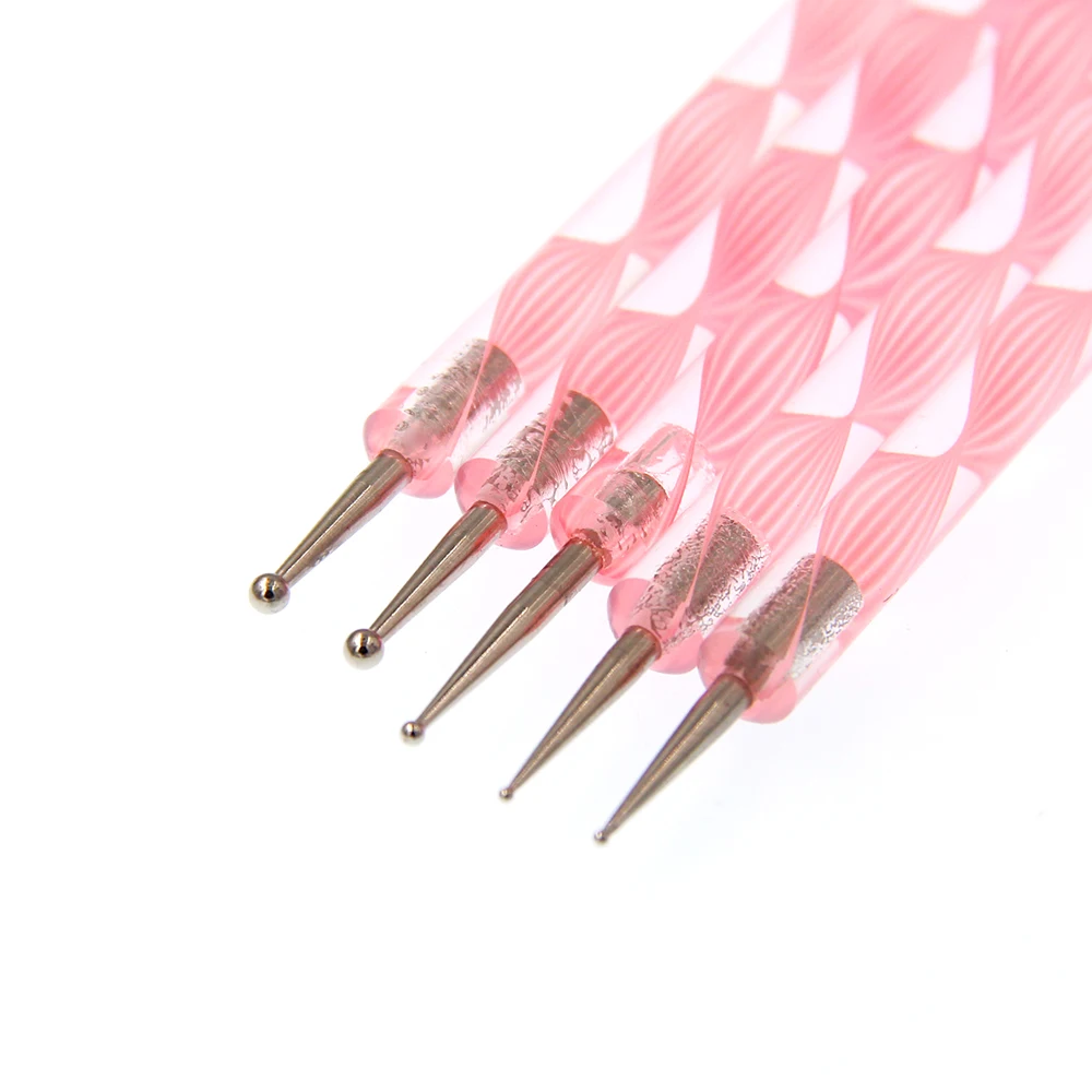 5 шт./компл. силиконовая скульптура с двойным концом для дизайна ногтей тиснение