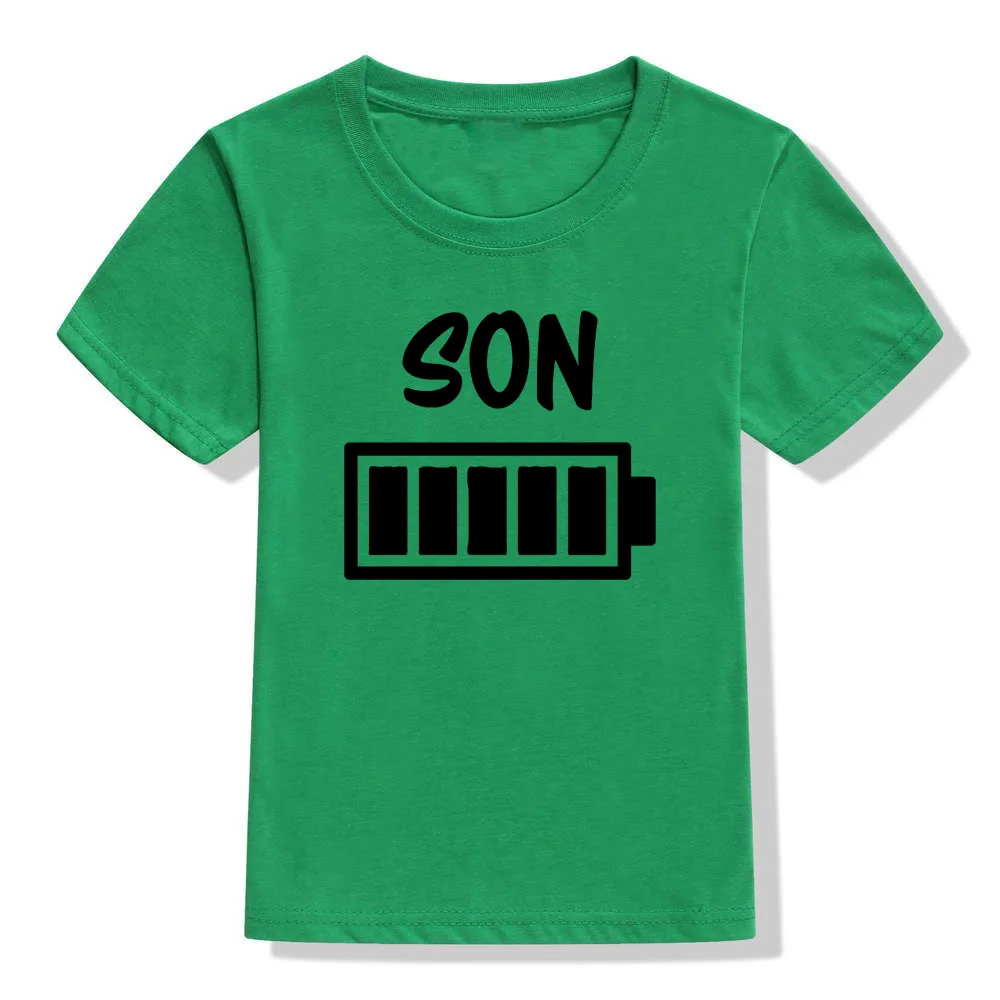 Camiseta divertida de manga corta para ni&ntilde;os, ropa informal con estampado de bater&iacute;a, cuello redondo, de verano-5