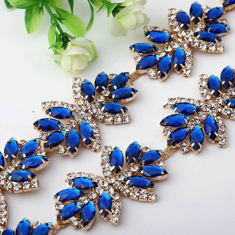

Free Shipping 1yard 23 Colors Rhinestone Chain Trim Applique DIY Accessories LSRT095