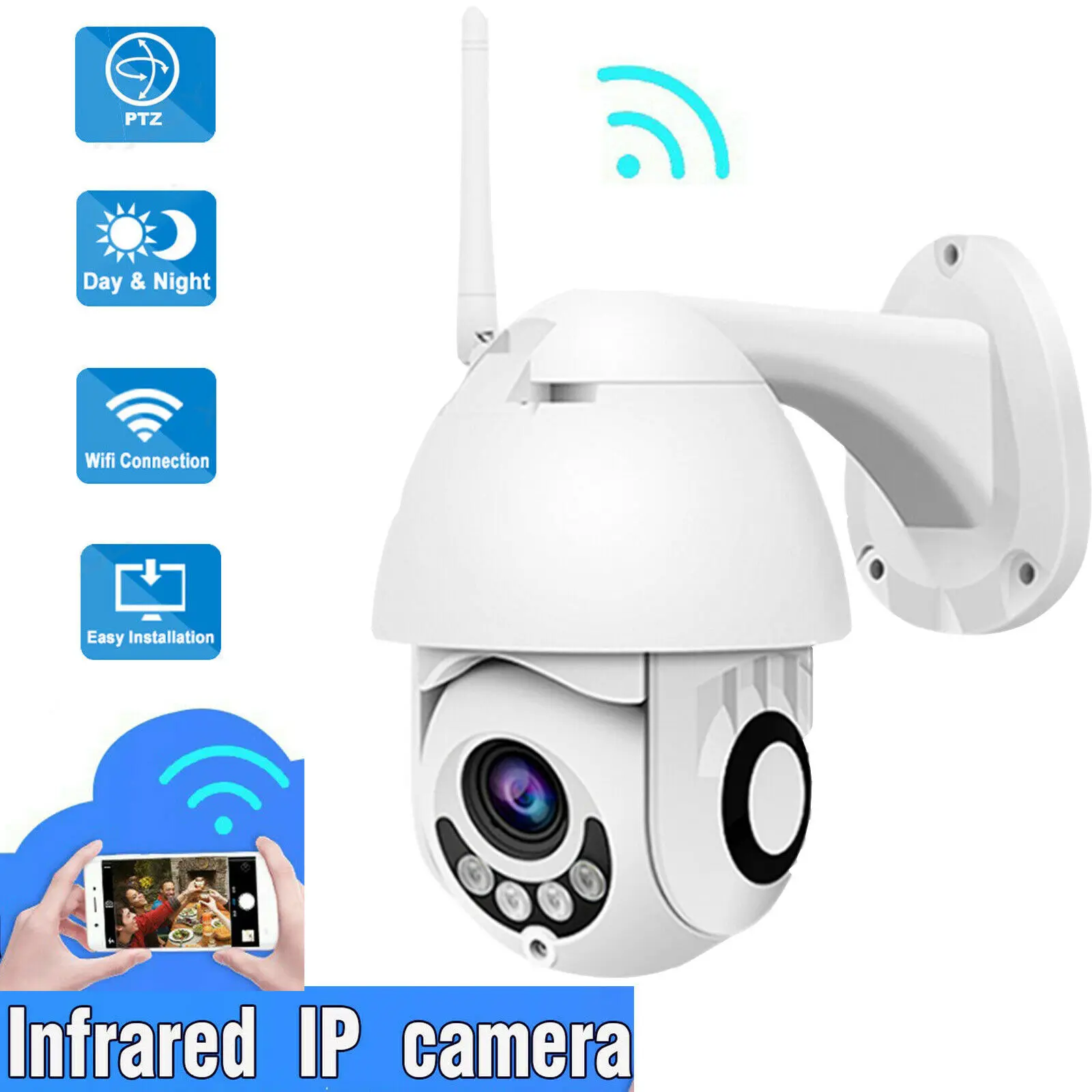 Ip камера WiFi 2MP 1080P Беспроводная PTZ скоростная купольная CCTV IR Onvif наружного