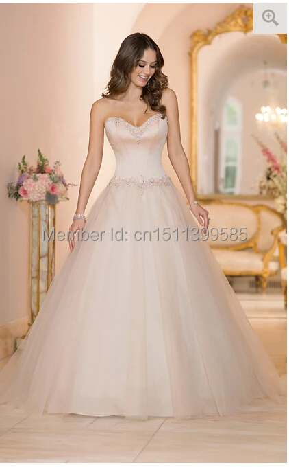 Princess Sweetheart Beading Off the Shoulder Sleeveless Lace Up Back Tulle Chapel Train Wedding Dress bridal Gown Custom Made | Свадьбы и