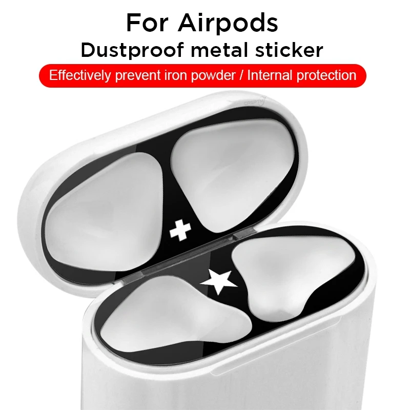 Металлическая пленка наклейка для Apple аксессуары для Airpods металлическая ультратонкая Кожа Защита от пыли наклейка для Airpods 2 1 защита для кожи