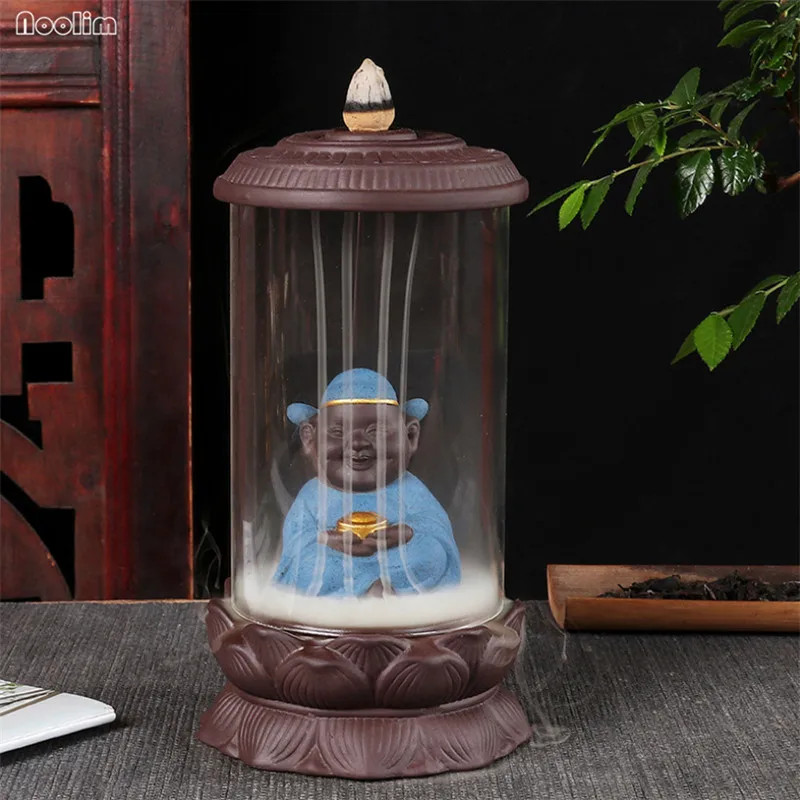 Курильница для благовоний Ganesha с защитным стеклом и фиолетовой глиной|Благовония