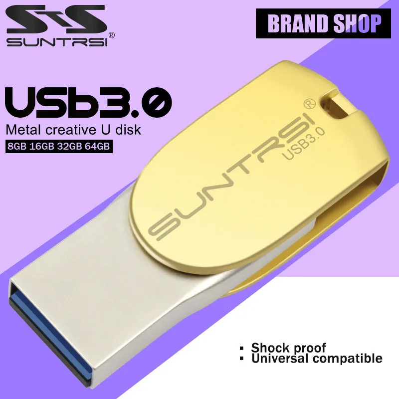 Suntrsi usb flash drive Поворотный 3.0 палку 16 г 32 64 OTG флэш накопитель диск индивидуальные