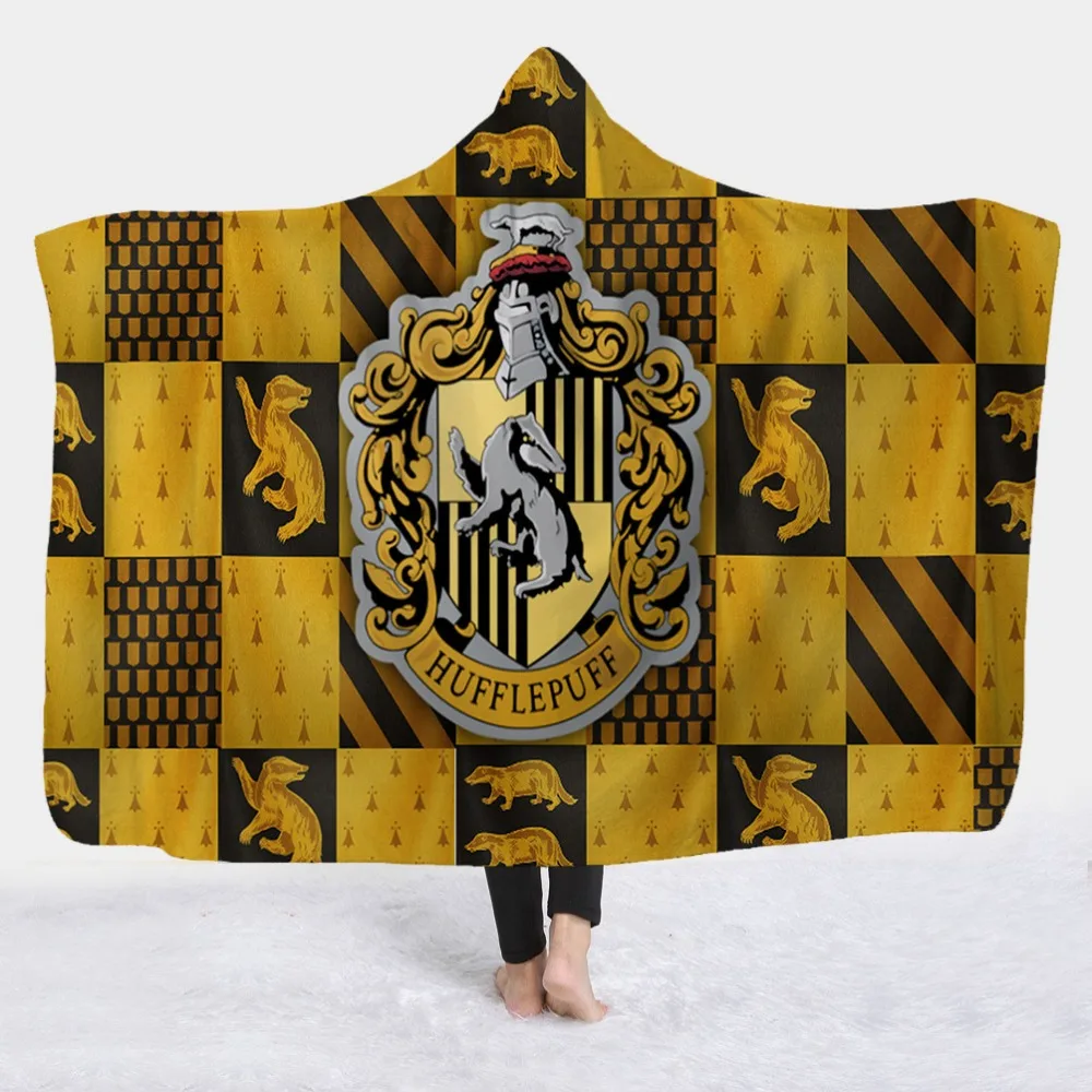 3D принт Слизерин Ravenclaw Gryffindor Hufflepuff одеяло с капюшоном Готический Шерпа флис теплые мягкие, удобные для носки плед постельное белье