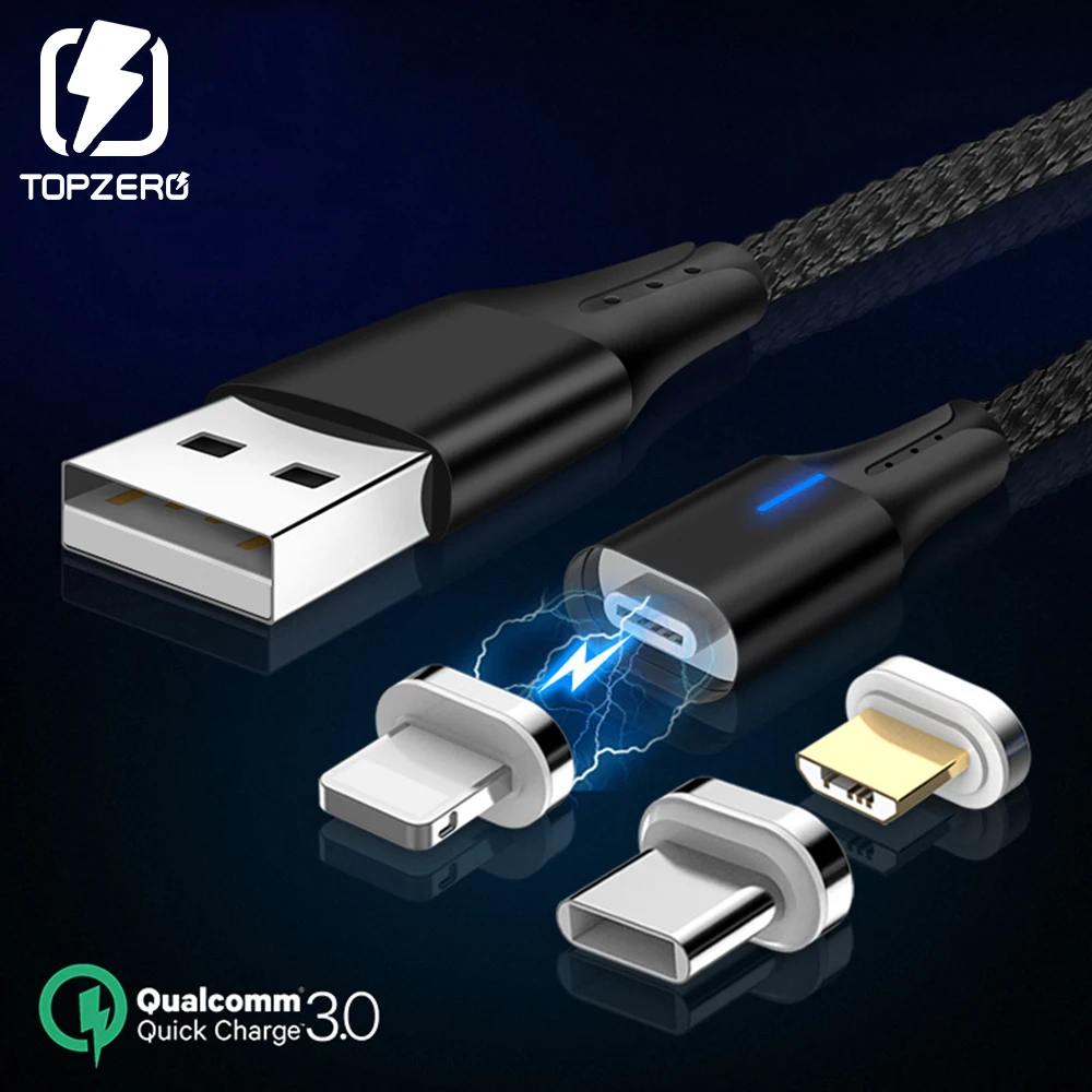 Магнитный кабель 3 А 1 м Micro USB типа C для быстрой зарядки и синхронизации данных
