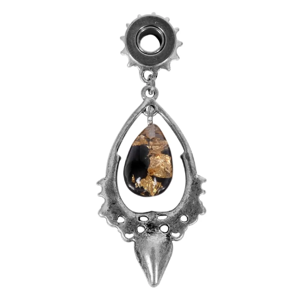 

1 Pair Vintage Drop-Shaped Ear Expansion 6-25mm Stainless Steel Pendant Ear Plugs Piercing Body Jewelry